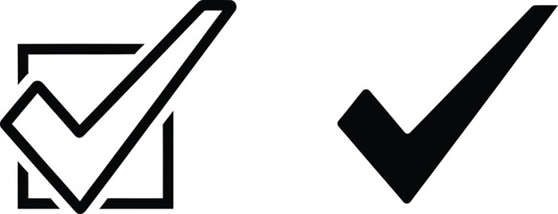 Black and White of Two Check Marks One in a Box, One Plain