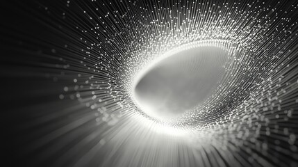 Abstract visualizing large volumes of data moving through a futuristic tunnel, representing concepts of internet speed, fiber optics, and advanced technology