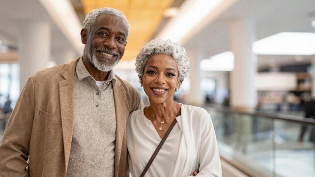 Two elderly man, woman smiling warmly at camera, man in brown blazer, woman in white blouse, joyful moment, happy faces, serene, companionship, warm smiles, family, autumn. period, Stepfamily Day