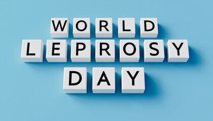 World Leprosy Awareness Message Displayed with White Letter Blocks