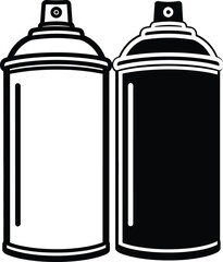 Two Spray Paint Cans Icon in Black and White Outline Design
