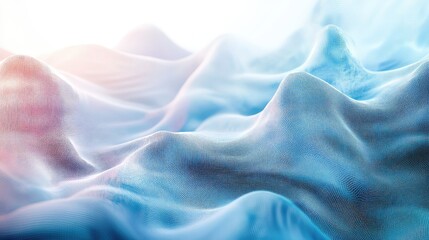 Abstract digital landscape showing an undulating surface composed of numerous interconnected blue and purple dots. Representing concepts of big data. Network connections. And technological innovation