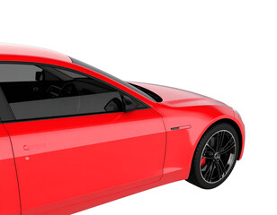Modern Red Car Isolated on White Background for Automotive Design Elements