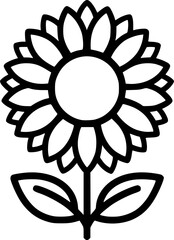Sunflower Vector Illustration Black and White Outline Floral Nature Element for Coloring Book
