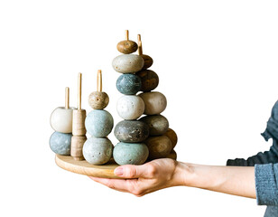 Natural Stacking Stones Toy in Muted Colors for Creative Play and Development 