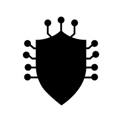 Shield Design Made Of Equal Spaced Microchip Inspired Elements Showing Tech Protection Line Art Vector illustration