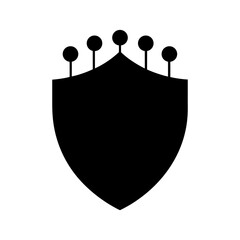 Shield Shape Built From Repeating Microchip Pattern Reflecting Digital Defense Concept Line Art Vector illustration