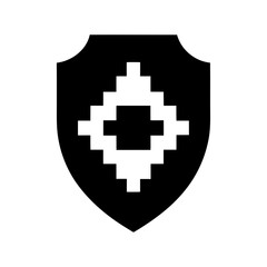 Shield Design Made Of Pixelated Square Elements Creating Digital Mosaic Style Line Art Vector illustration