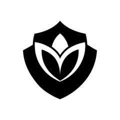 Shield Design Formed Like Flower Petals Opening Gracefully With Natural Symmetry Line Art Vector illustration