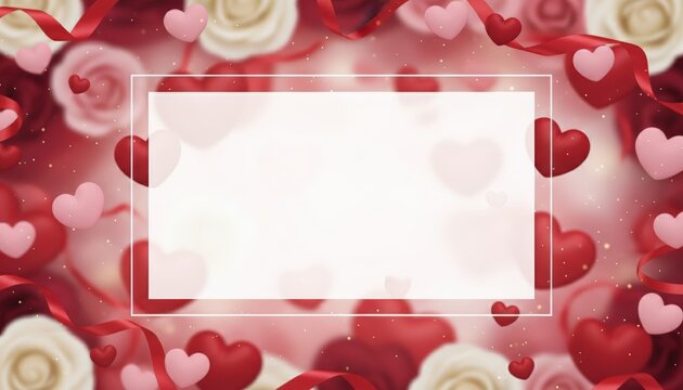 Romantic heart and rose background design for special occasions digital artwork love theme elegant decor soft colors valenties day wedding invitations
