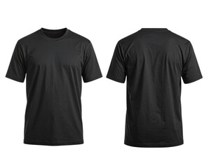 Professional Black Men's Classic T-Shirt Front and Back Views Isolated Image 