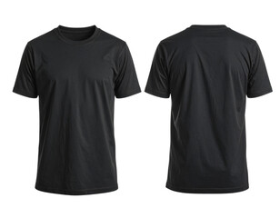 Professional Black Men's Classic T-Shirt Front and Back Views Isolated Image