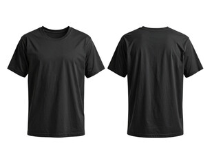 Professional Black Men's Classic T-Shirt Front and Back Views Isolated Image 