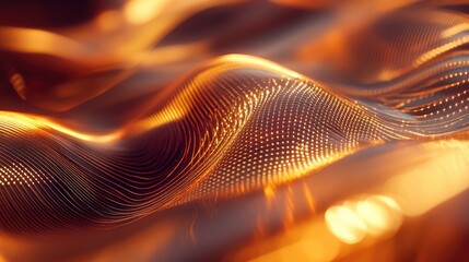 Digital network forms abstract undulating surface, illuminating data streams and intricate connections, representing information flow and technological advancements