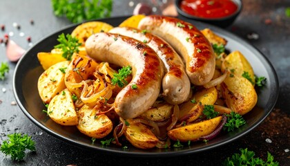 Bratwurst mit Bratkartoffeln