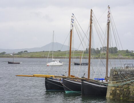 Harbour with Sailing Ships, Roundstone, County Galway, Ireland