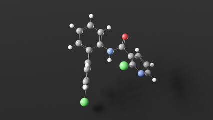 boscalid molecule 3d, molecular structure, ball and stick model, structural chemical formula fungicide