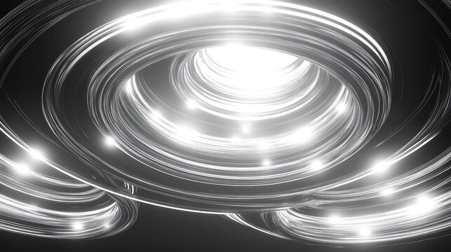 Abstract glowing lines and light particles are forming a dynamic, luminous vortex or tunnel, delivering a modern background depicting technology, data flow, or virtual reality concepts - Powered by Adobe