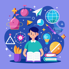 Math learning concept, vector graphics.