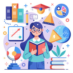 Math learning concept, vector graphics.