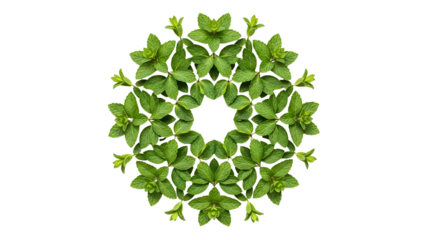 Green Leaf Mandala Pattern with Symmetrical Design Isolated on White Background