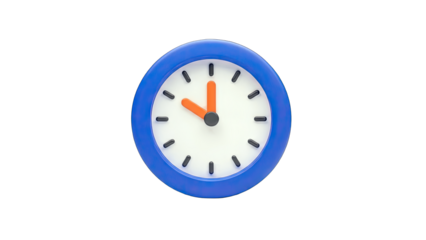Blue Clock Showing 10 O'Clock on White Background
