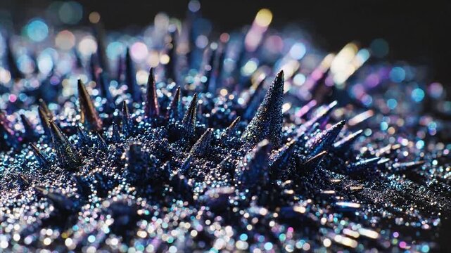 Intriguing close-up of magnetic fluid, showcasing its unique properties and textures.