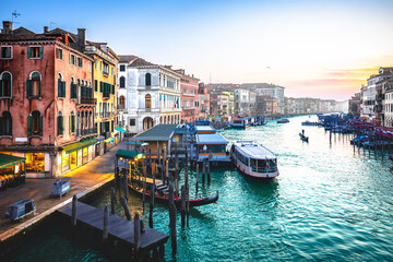 Venice, Italy. Scenic Canal Grande in Venice sunset view from Rialto bridge © xbrchx