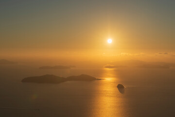 山口県岩国市銭壺山展望台からの朝風景