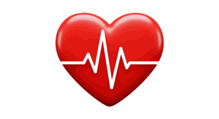 Red heart with EKG line symbolizing health and life