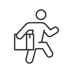 Fototapeta premium Moving service icon in line design. worker, box, moving, delivery, logistics, transport on white background vector. moving service editable stroke icon