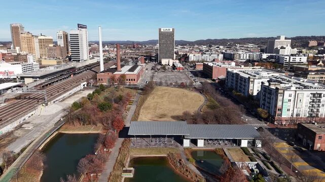 Aerial Drone Footage of Railroad Park, Birmingham, Alabama