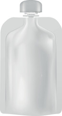 Blank flexible pouch up bag mockup with spout lid, vector realistic 3D doypack foil food or drink products bag packaging