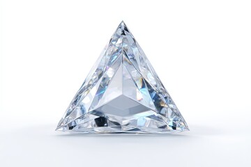 Sparkling Triangle: A dazzling triangular gemstone, expertly faceted to capture and refract light, showcasing its brilliance and clarity in a radiant display.