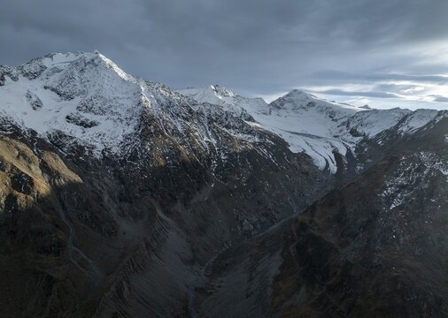 Schafkogel and Querkogel, glacier Schlaf Ferner, Niedertal, alpine panorama, aerial view, mountains in &Ouml;tztal, &Ouml;tztal Alps, Tyrol, Austria
