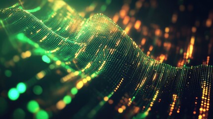 Abstract visualizing large amounts of data traveling through a complex digital network or a futuristic ai system, representing technological advancements and connectivity