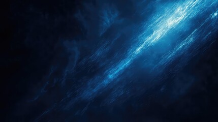 Abstract blue light stream moving diagonally across a dark ethereal background, creating a dynamic visual of flowing data, energy, and digital information