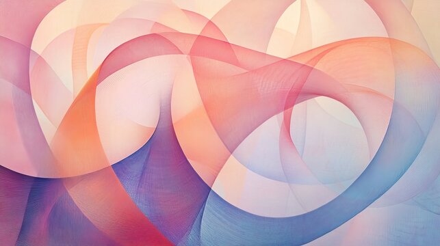 Flowing translucent curves in soft pink, orange, blue and purple blend into a smooth, modern gradient pattern, evoking digital fluidity, movement and elegant abstract design - Powered by Adobe