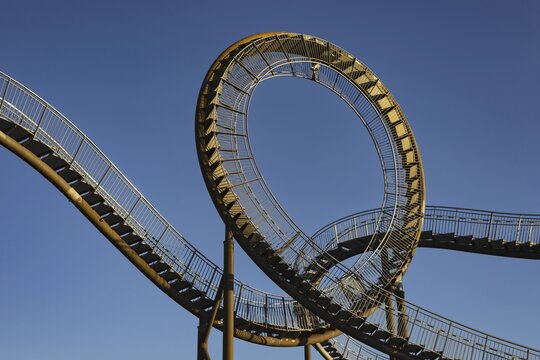 Landmark Tiger & Turtle Magic Mountain by Heike Mutter and Ulrich Genth, walk-in sculpture in the form of a rollercoaster, on the Heinrich-Hildebrand-H&ouml;he spoil tip, Angerpark, Duisburg, North Rhine-Westphalia, Germany