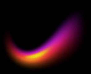 Grainy curved gradient smile shape with stipple noise on black background