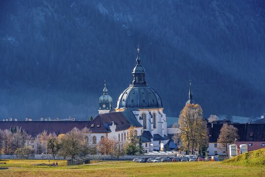 Ettal Benedictine Abbey and baroque church, municipality of Ettal in Ammergau, Upper Bavaria, Bavaria, Germany