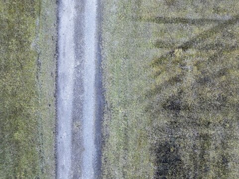 Aerial view, country lane, Ammergau, Upper Bavaria, Bavaria, Germany