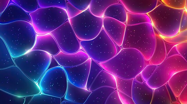 Luminous network of glowing cells and microscopic particles forming a futuristic, organic digital background with vibrant gradient colors, fluid connections and dynamic energy - Powered by Adobe