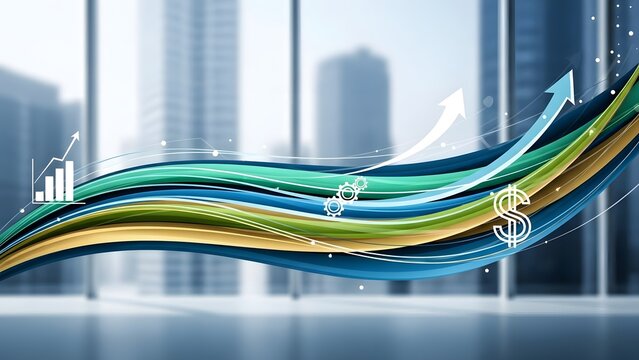 Business growth and finance concept with colorful upward trending lines - Powered by Adobe
