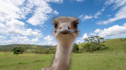 Close-Up of Curious Ostrich in Nature