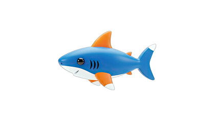 Cartoon Shark Floating on White Background