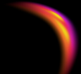 Vivid grainy neon gradient swoosh curve with noise on black background