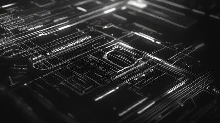 Digital network interface showing abstract glowing lines and intricate patterns, representing advanced technology, data processing, and future innovation in a dark, sophisticated environment
