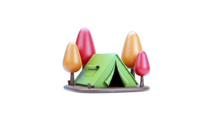 Camping Tent Surrounded by Trees in Nature