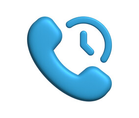 3D Phone Handset with Clock Symbol on Transparent Background. Perfect for Call history, Recent calls, Customer Support Apps, UI Design and Digital Communication Visuals.
